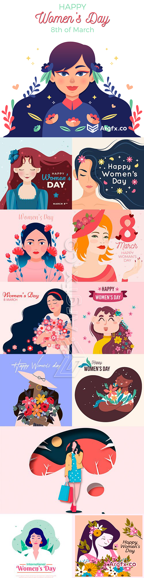  March 8 and Women's Day illustration flat design 6