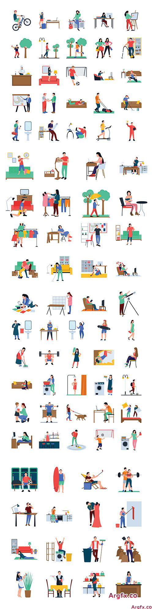 Set icons everyday life flat vector design