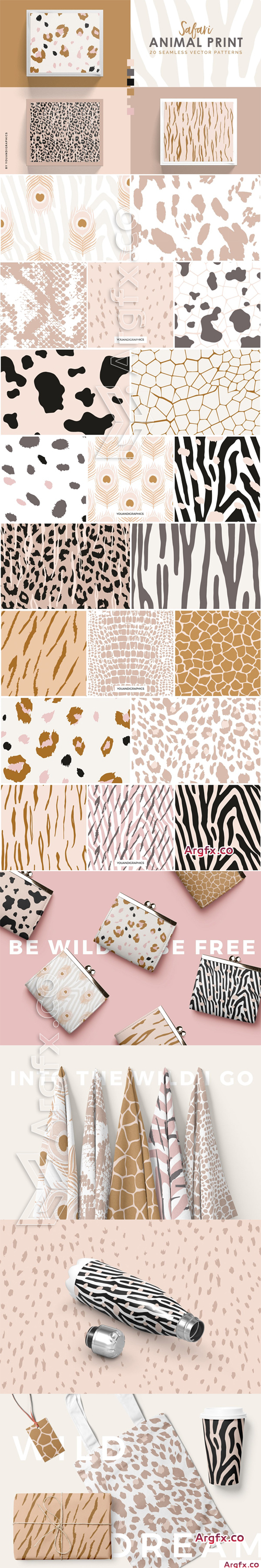 Safari - Animal Print Seamless Vector Patterns