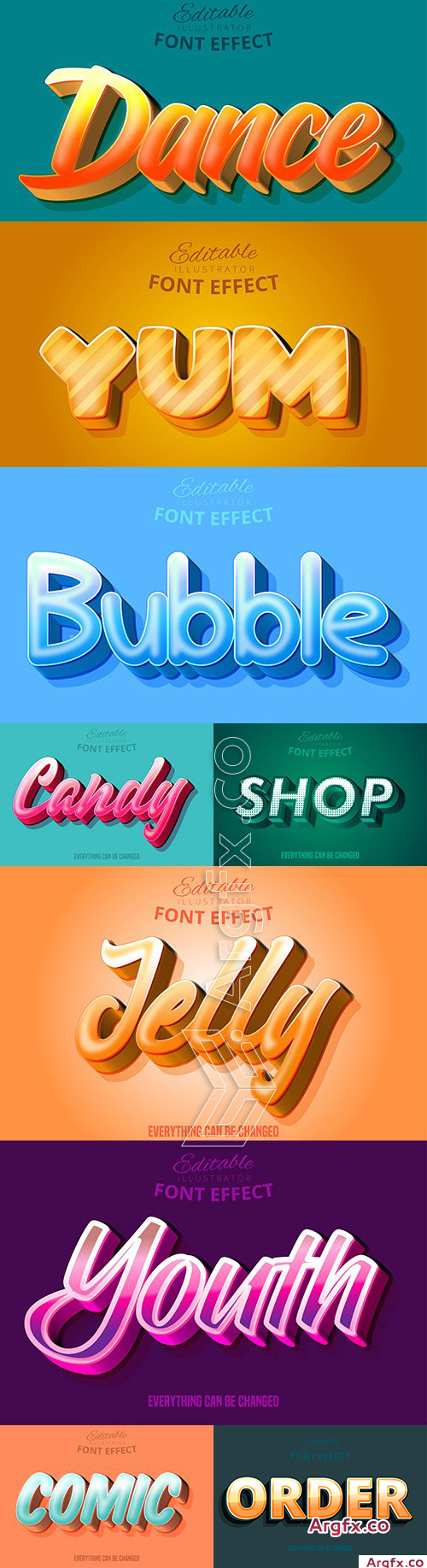 Editable font effect text collection illustration 25