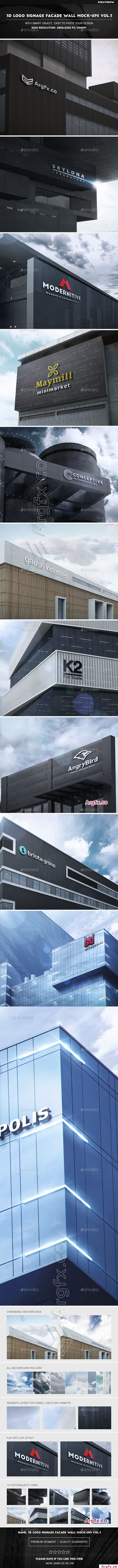 Graphicriver - 3D Logo Signage Facade Wall Mock-Ups Vol.3 21808941