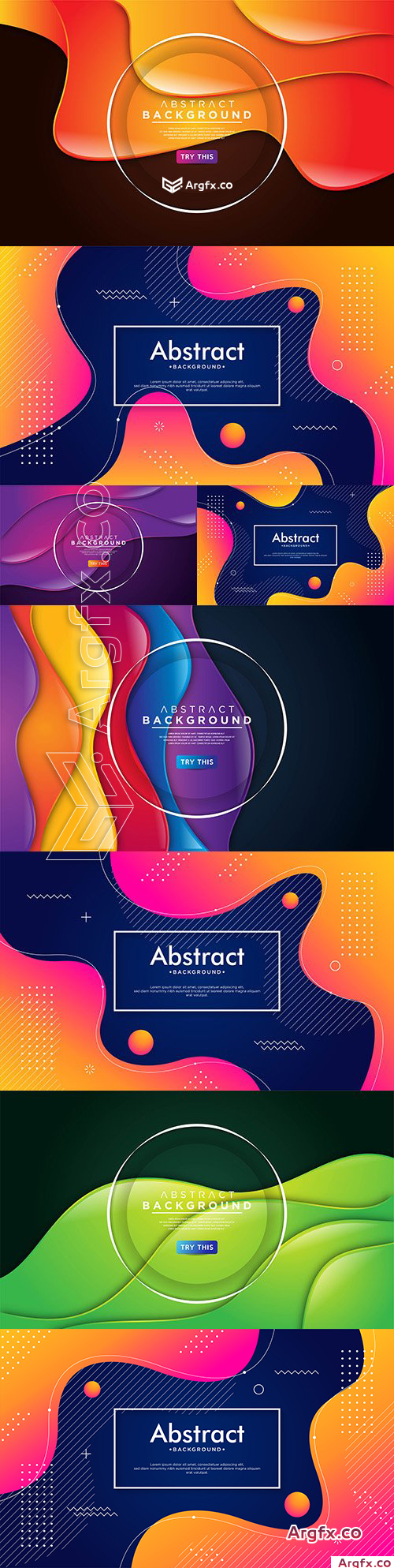 Abstract gradient wave background with colorful shapes 2