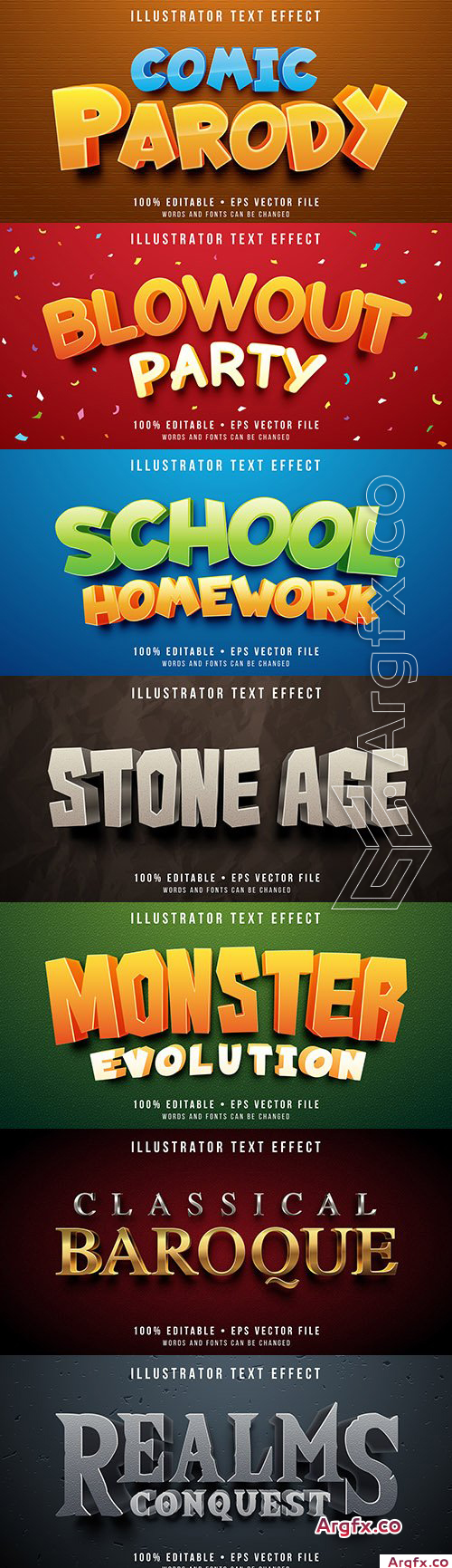 3d Editable font effect text collection illustration 33